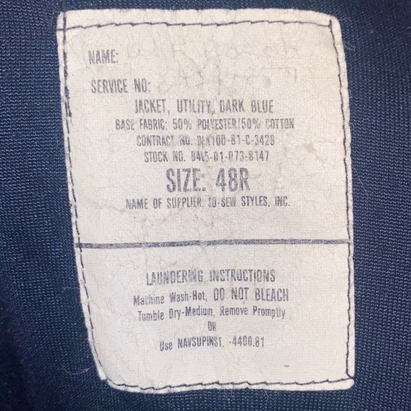 Vintage US NAVY USN Military Utility Full Zip Naval Deck Field Jacket Size 48R - Picture 8 of 10